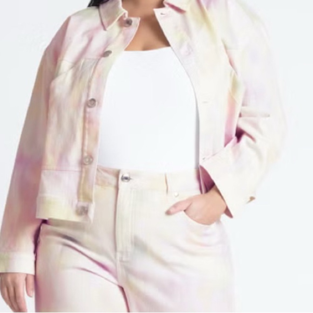 Eloquii Pastel Tie-Dye Jean Jacket